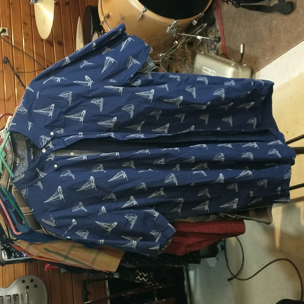 Nautica Sailboat Stretch Button Down XXL Tall
